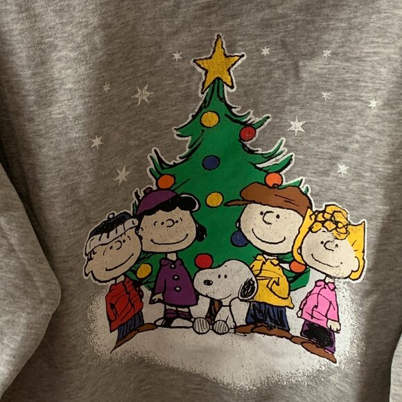 PEANUTS Snoopy & Friends Christmas Tree Fleece Sweater Sz LARGE - Picture 2 of 4